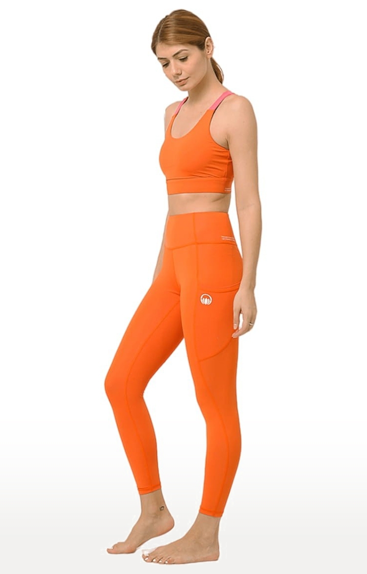 Kosha Yoga Co. | Women's buttR Yoga Pants - Sunset Orange (Double Pocket) 1