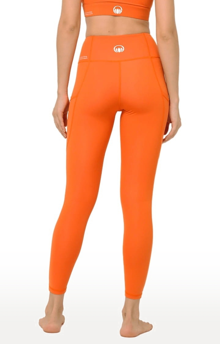 Kosha Yoga Co. | Women's buttR Yoga Pants - Sunset Orange (Double Pocket) 2