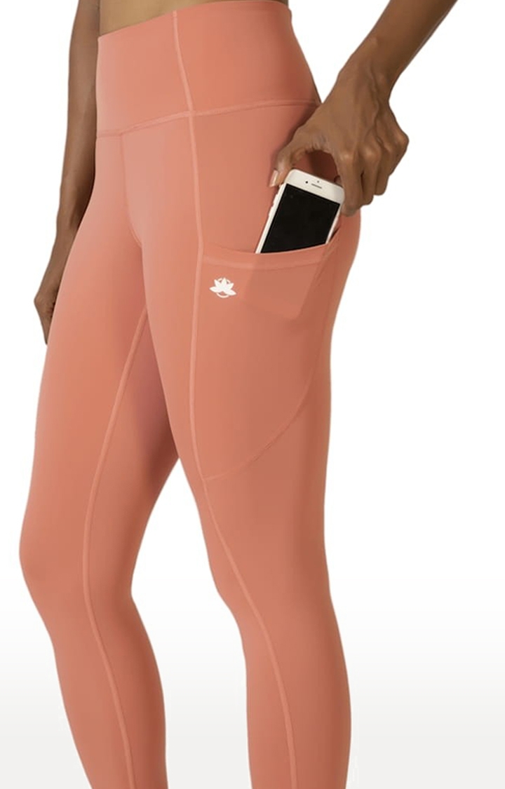 Kosha Yoga Co. | Women's buttR Yoga Pants - Salmon Pink (Single Pocket) 3