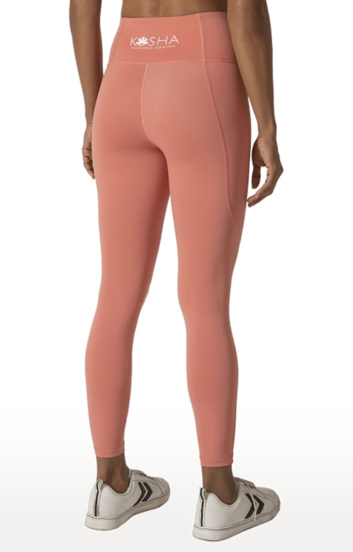 Kosha Yoga Co. | Women's buttR Yoga Pants - Salmon Pink (Single Pocket) 2
