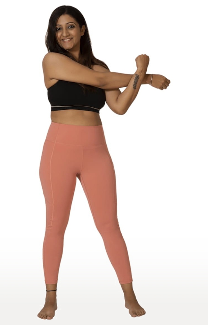 Kosha Yoga Co. | Women's buttR Yoga Pants - Salmon Pink (Single Pocket) 1