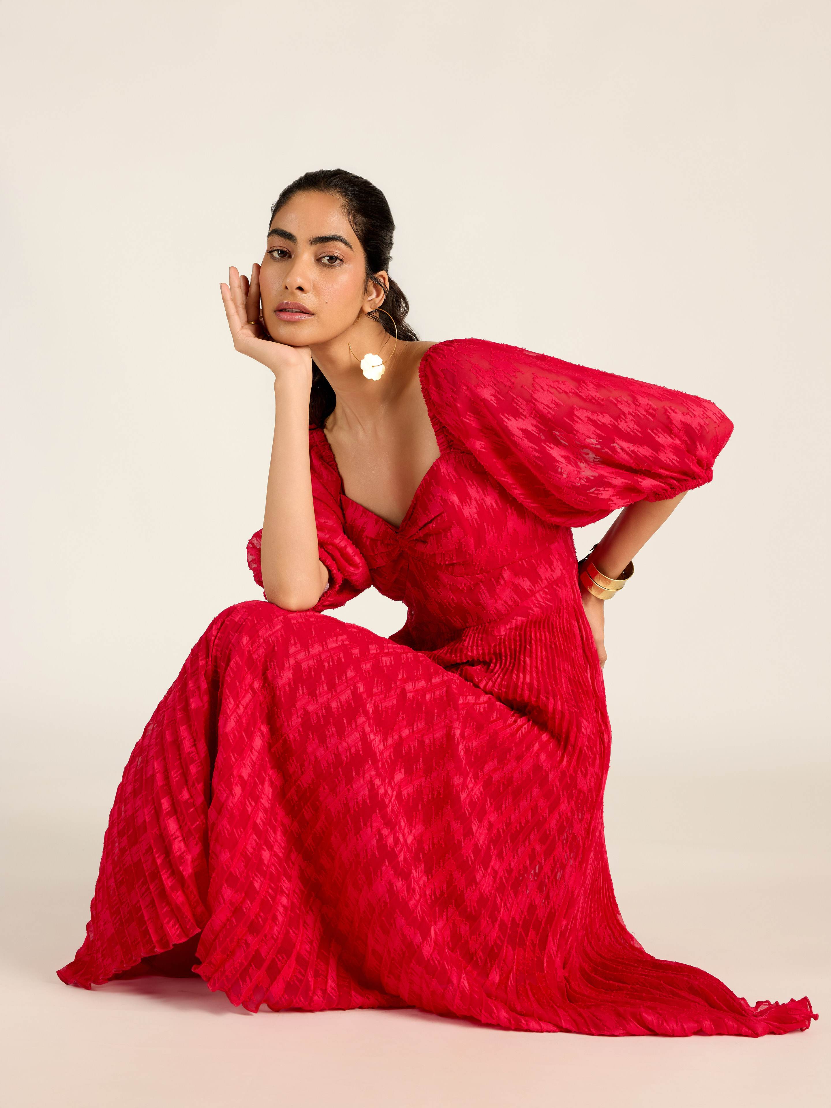 Red Melanie Long Dress