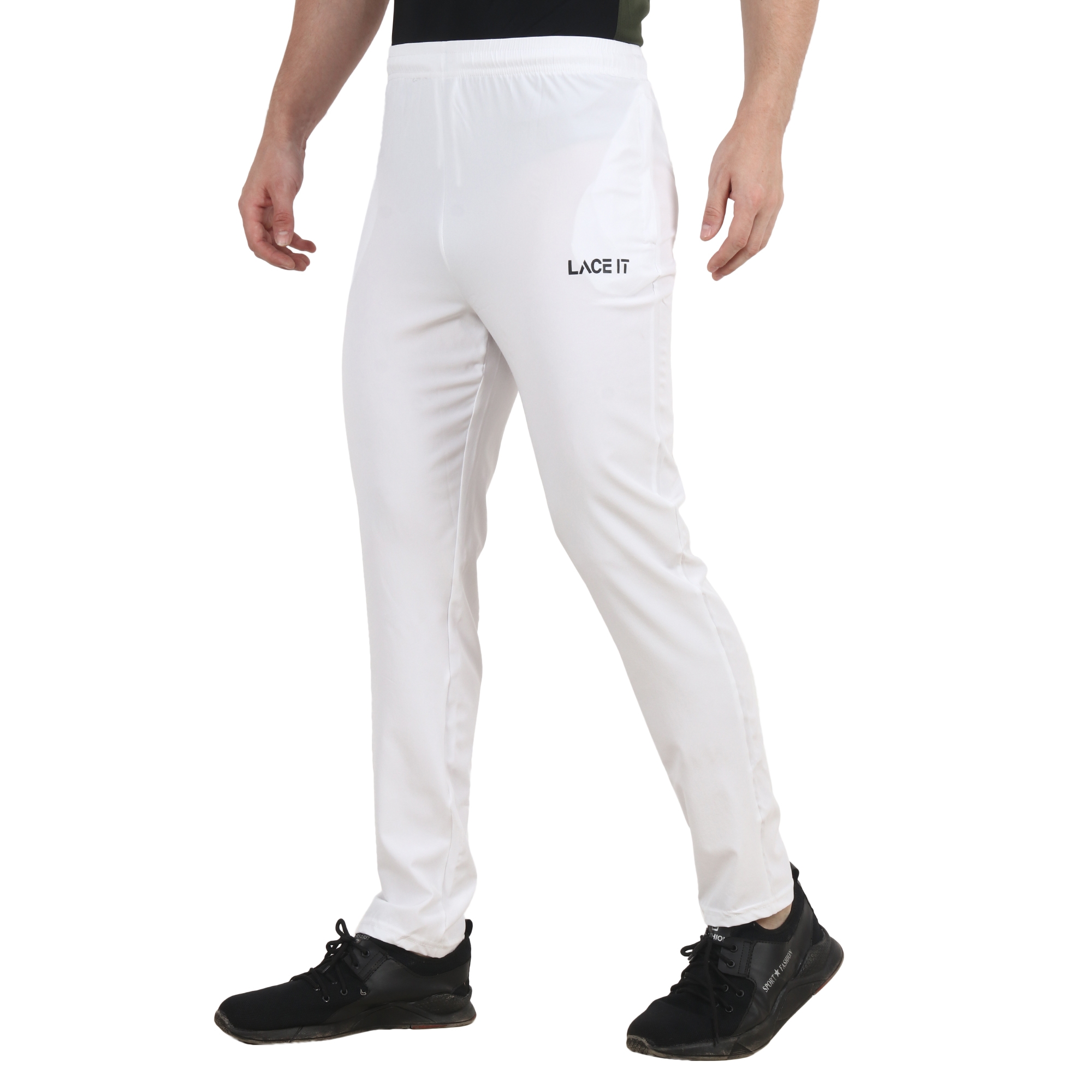 LACE IT Men White Brand Logo Print Sports Track pant(10007)
