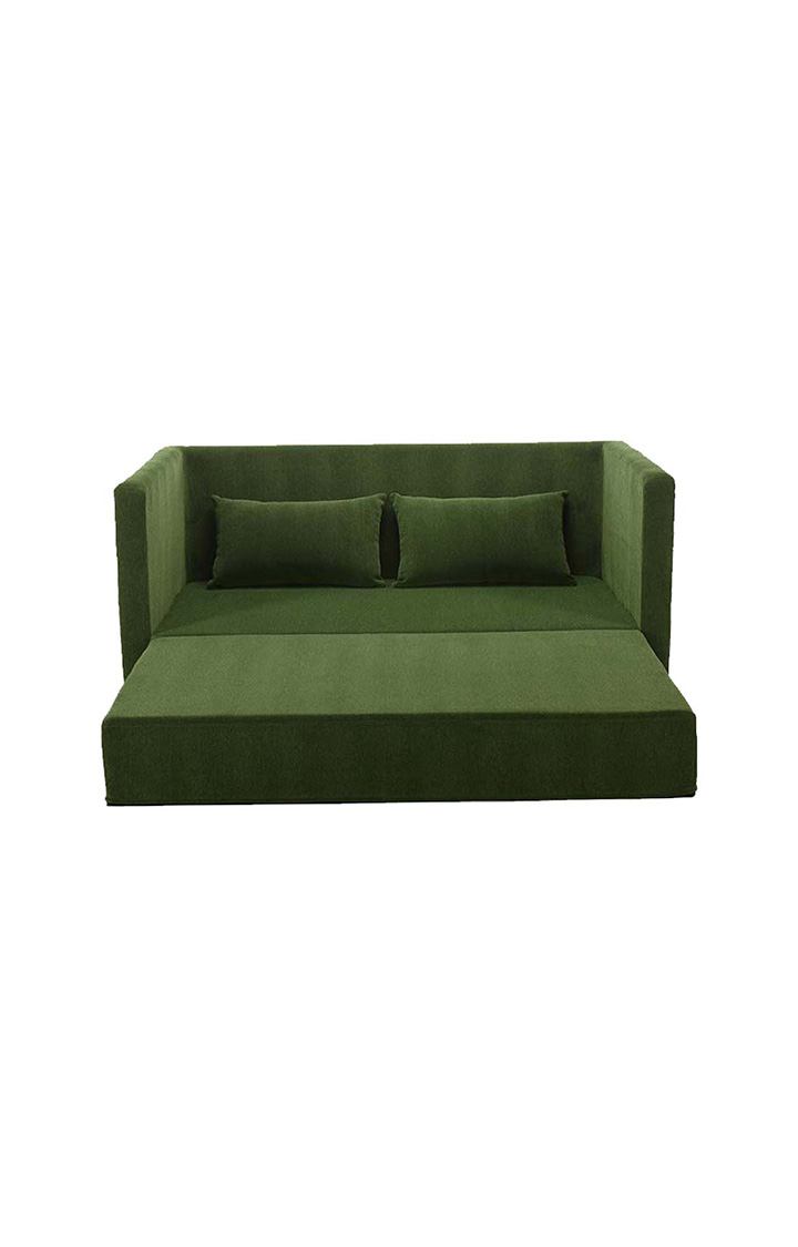 neudot Max Fabric Pull-Out Sofa Cum Bed for Living Room | 2 Seater Sofa Bed for Drawing Room & Bedroom | Diwan | Emerald Green Color