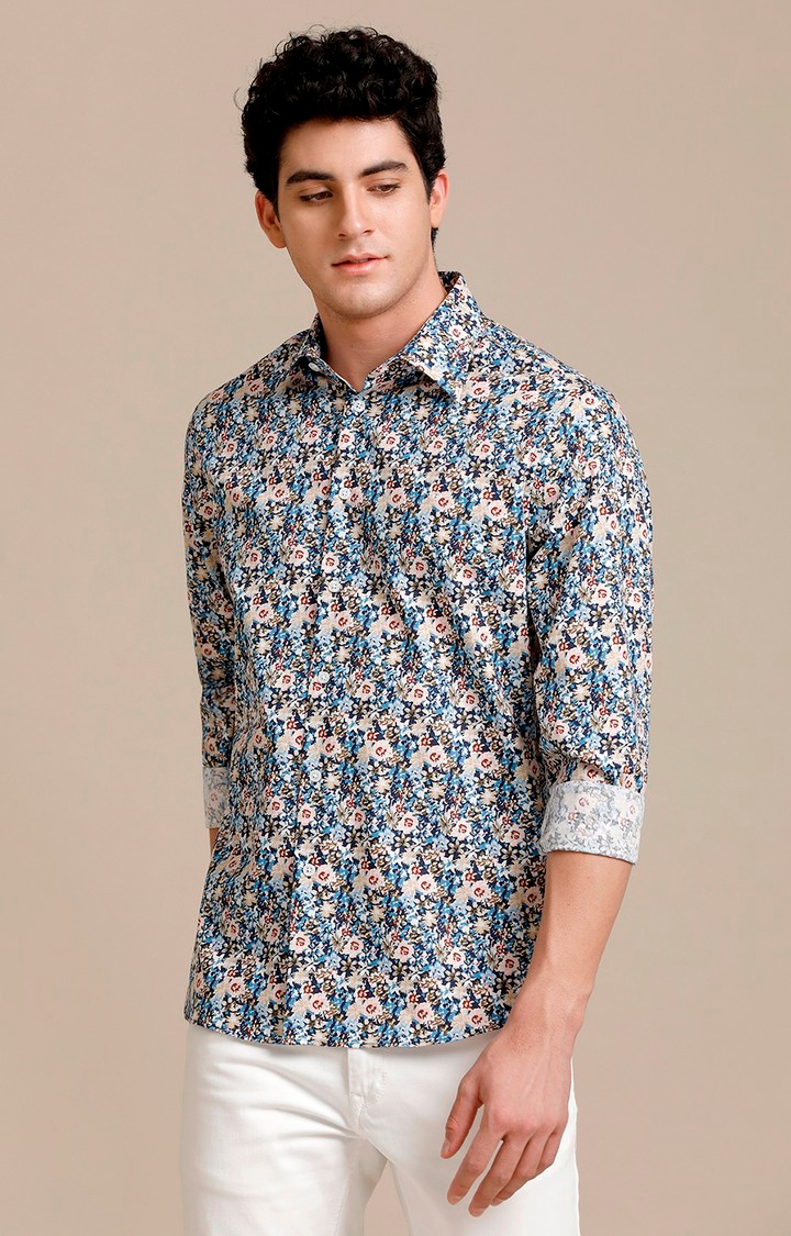 Aldeno | Men's Multicolor Cotton Floral Casual Shirt