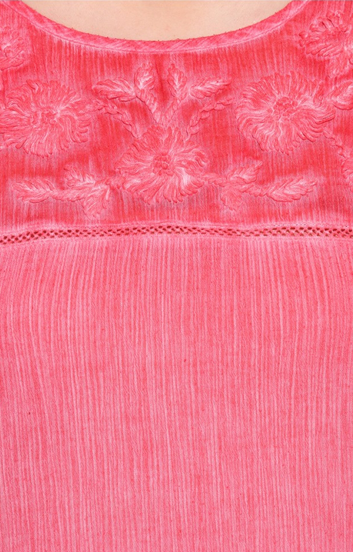 Porsorte | Porsorte Women's Cotton Red Hand Embroidery Top 5
