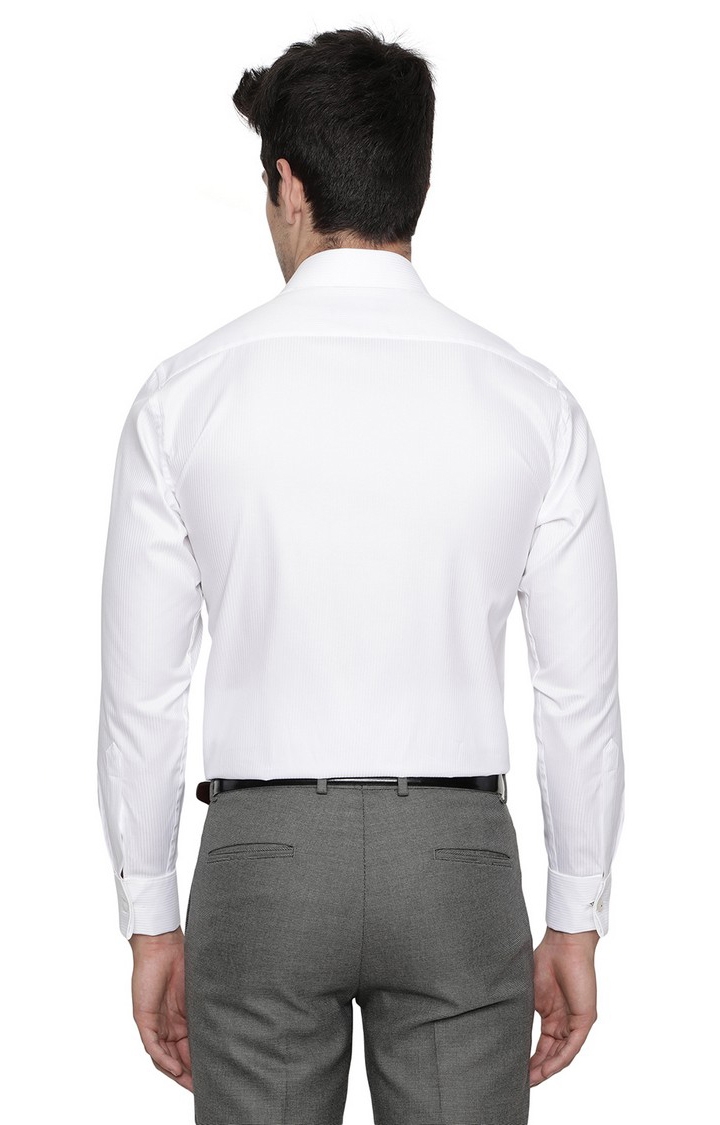 JadeBlue | JBR956/1,WHITE LNG (R) Men's White Cotton Striped Formal Shirts 2
