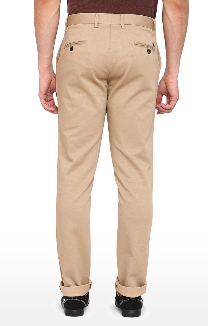 JadeBlue | JBCT207/2,KHAKHI SELF Men's Beige Cotton Solid Trousers 2
