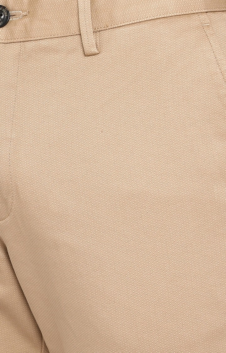 JadeBlue | JBCT207/2,KHAKHI SELF Men's Beige Cotton Solid Trousers 3
