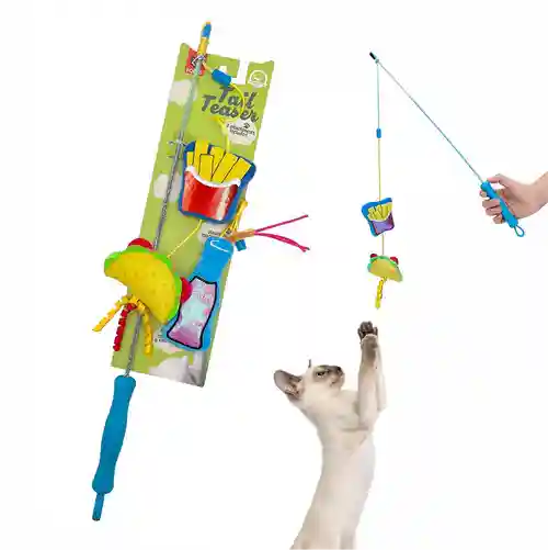 BarkButler Fofos Cat Wand Toy Replaceable Hungry Kittens