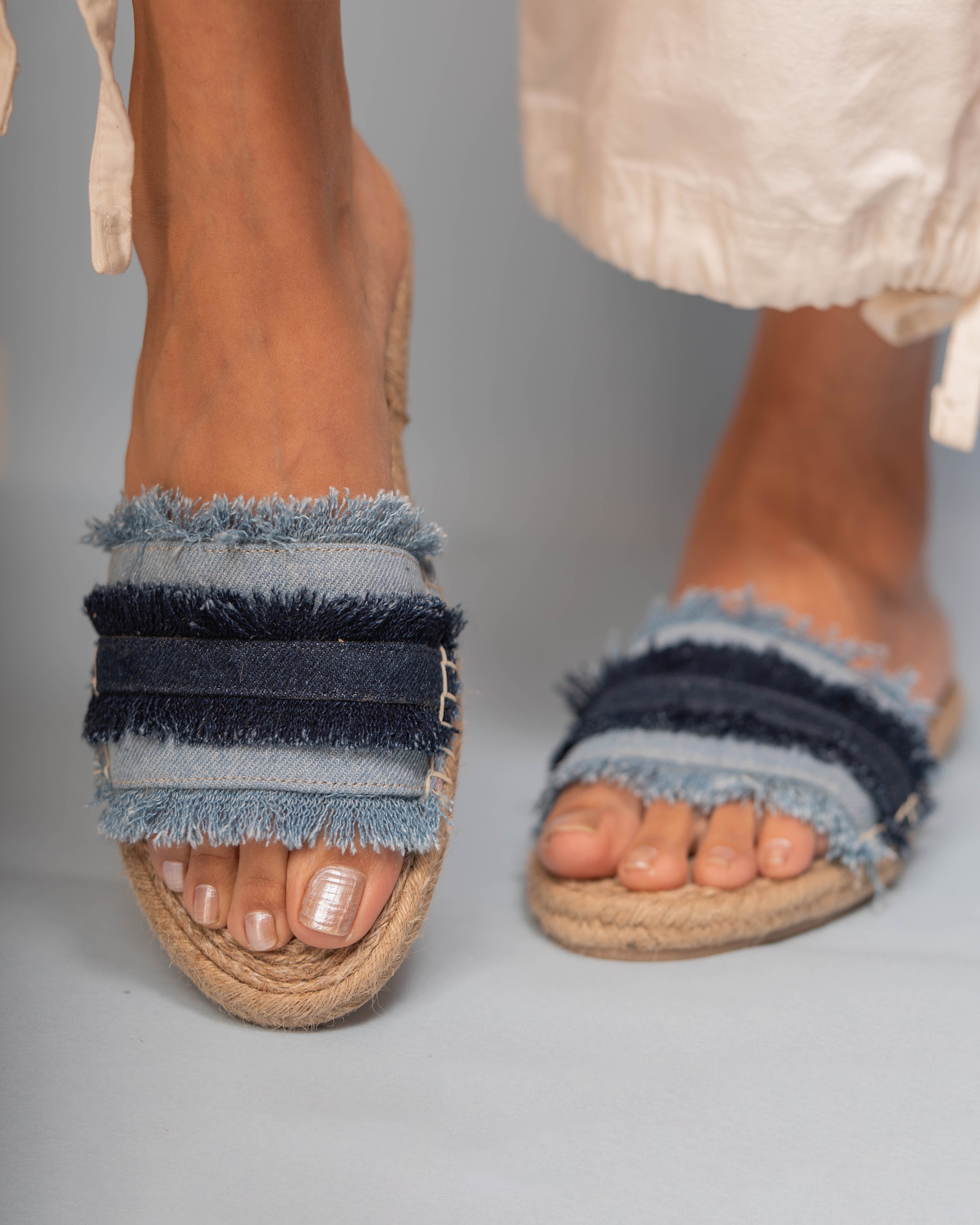 Saira Denim Sandals Flats