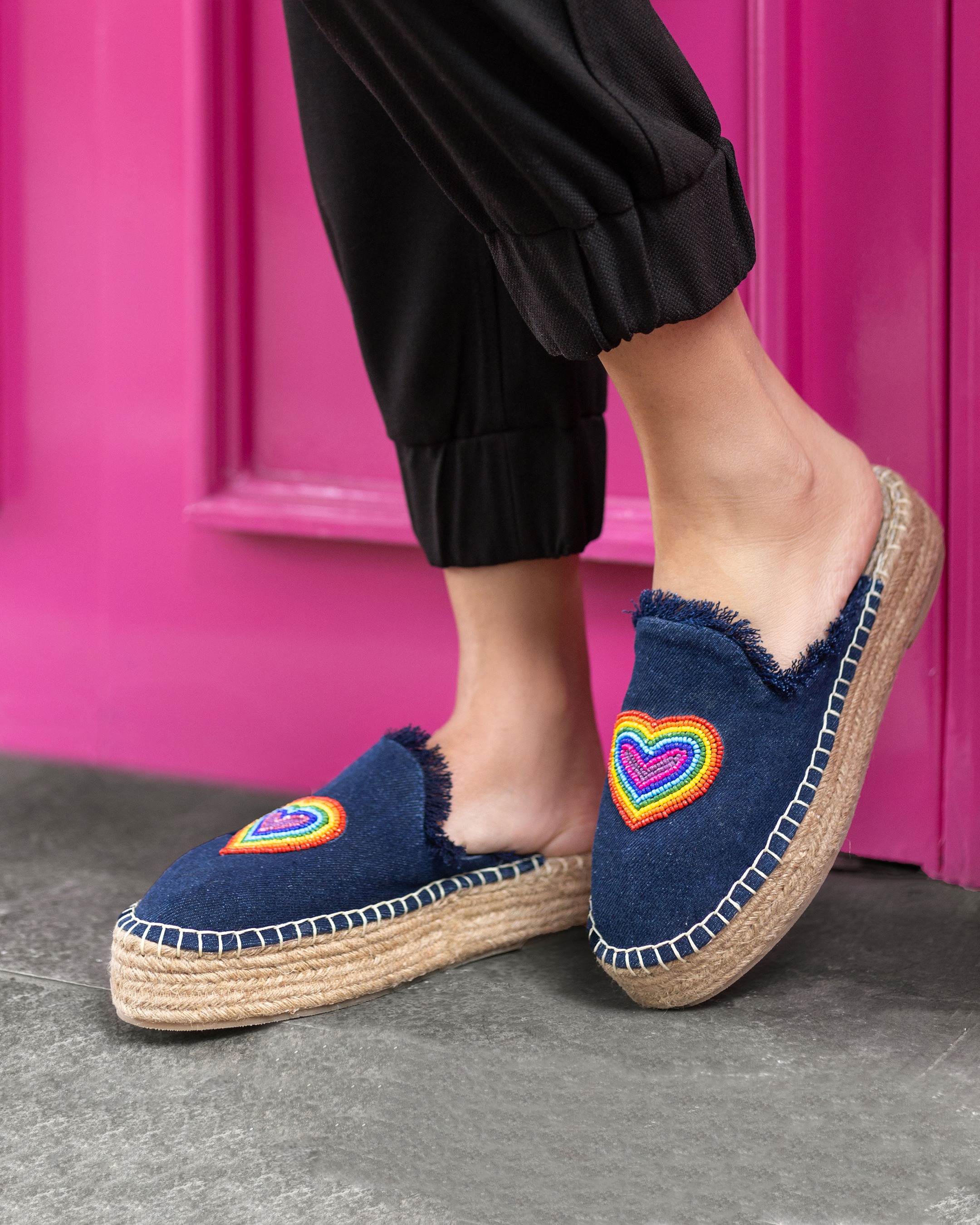 Heartbeat Espadrilles Dark Denim Platform