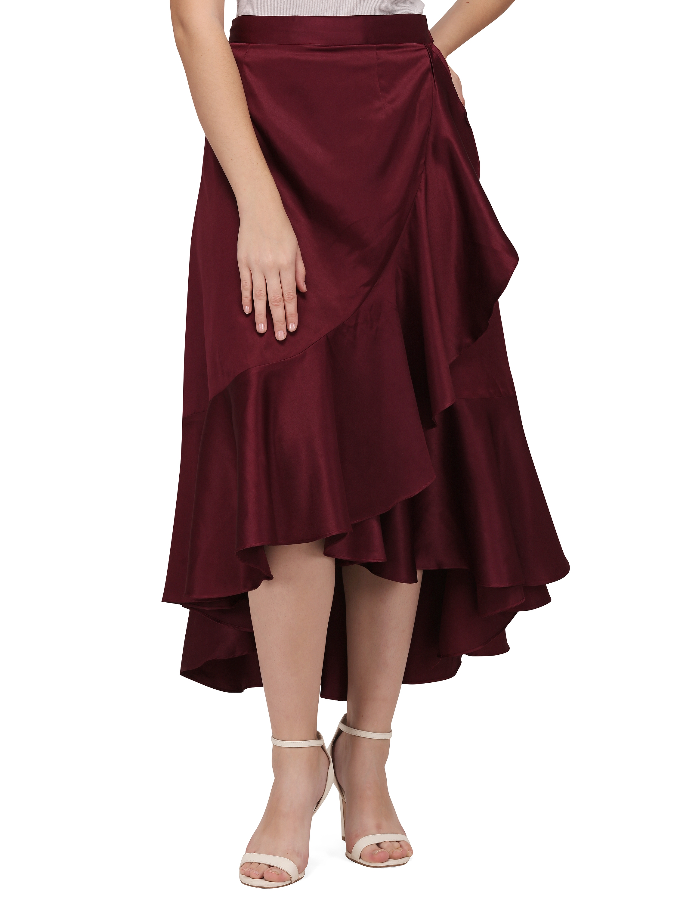 Buy AKOK Black Satin Silk Layered Skirt Online  Aza Fashions