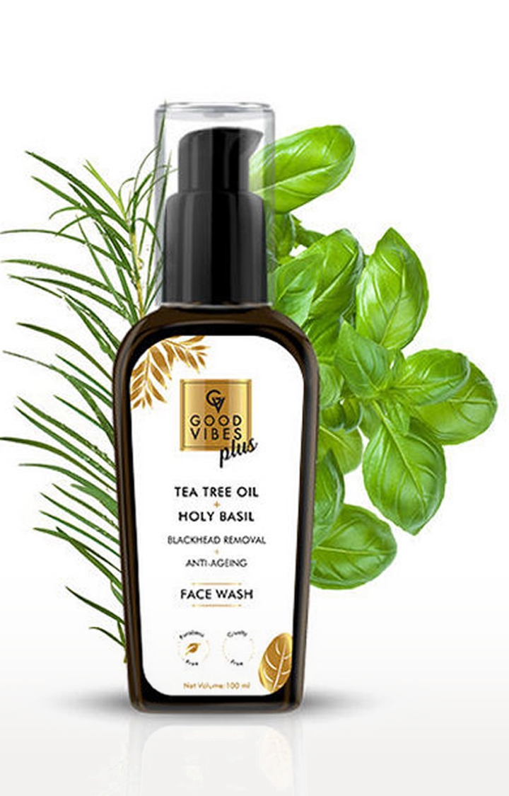 Good Vibes | Good Vibes Plus Blackhead Removal + Anti-Ageing Face Wash - Tea Tree Oil + Holy Basil (100 ml) 0
