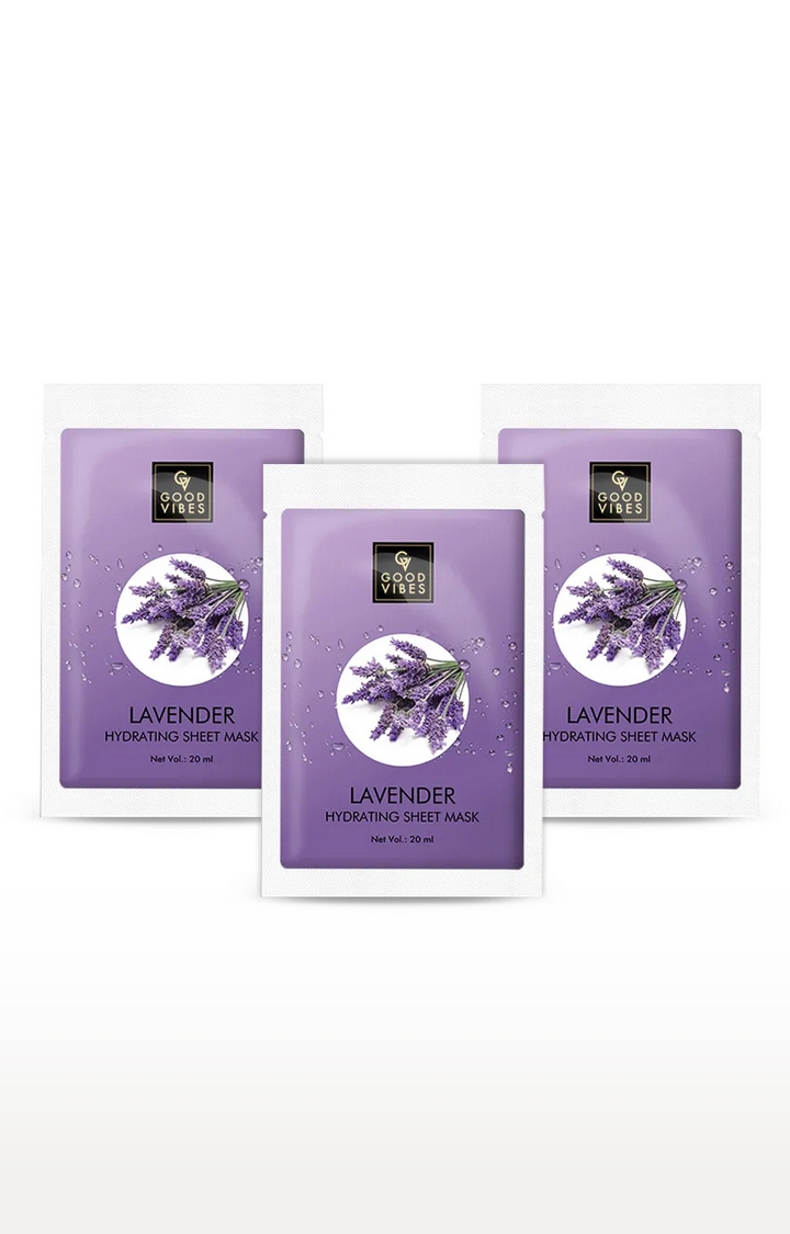 Good Vibes | Good Vibes Hydrating Sheet Mask - Lavender (20 ml) - (Pack of 3) 0