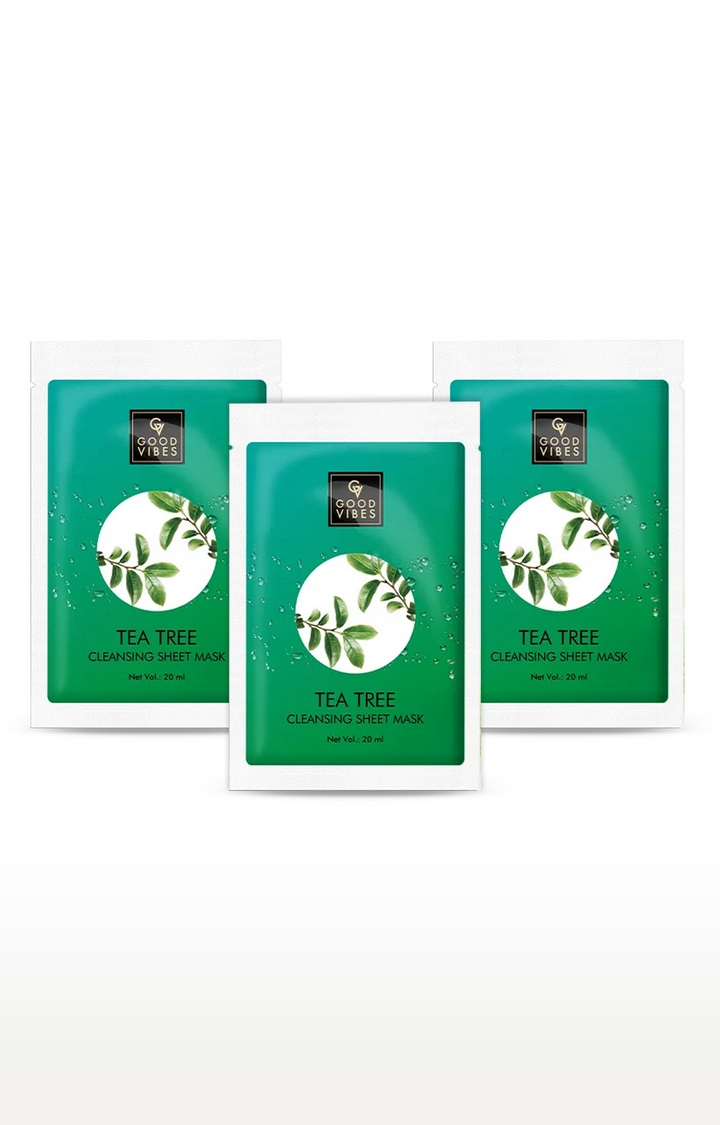 Good Vibes | Good Vibes Cleansing Sheet Mask - Tea Tree (20 ml) - (Pack of 3) 0
