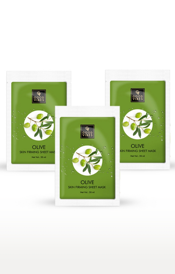 Good Vibes | Good Vibes Skin Firming Sheet Mask - Olive (20 ml) - (Pack of 3) 0