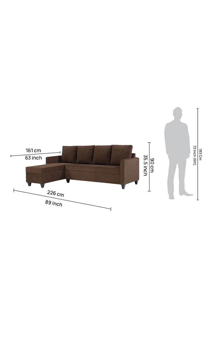 neudot Saya RHS Sectional Sofa for Living Room |6 Person Sofa| Premium Fabric with Cushioned Armrest | 12 Months Warranty| Solid Wood Frame| 6 Seater in Saya Brown Color DIY(Do-It-Yourself)