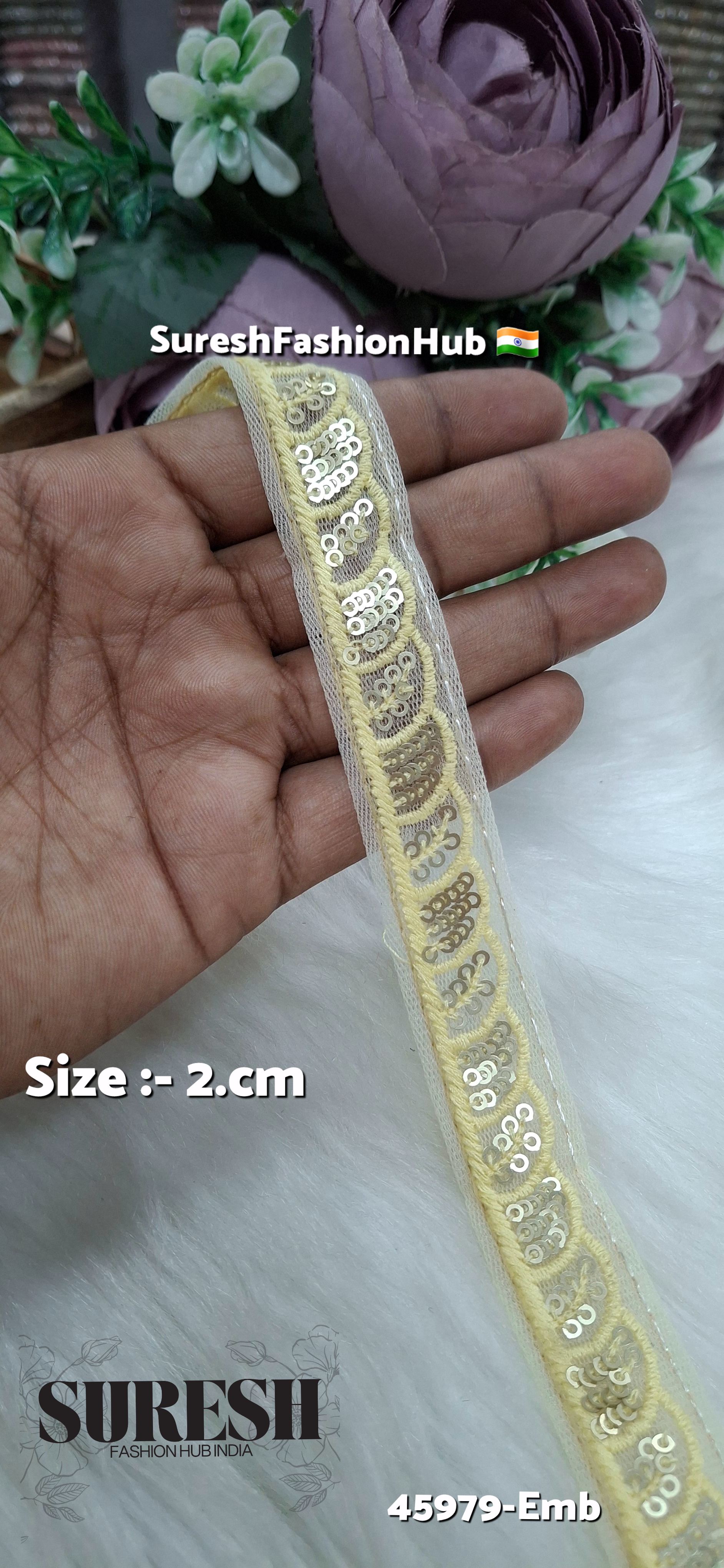 Lemon Yellow Tone-on-Tone Net Embroidery Lace
