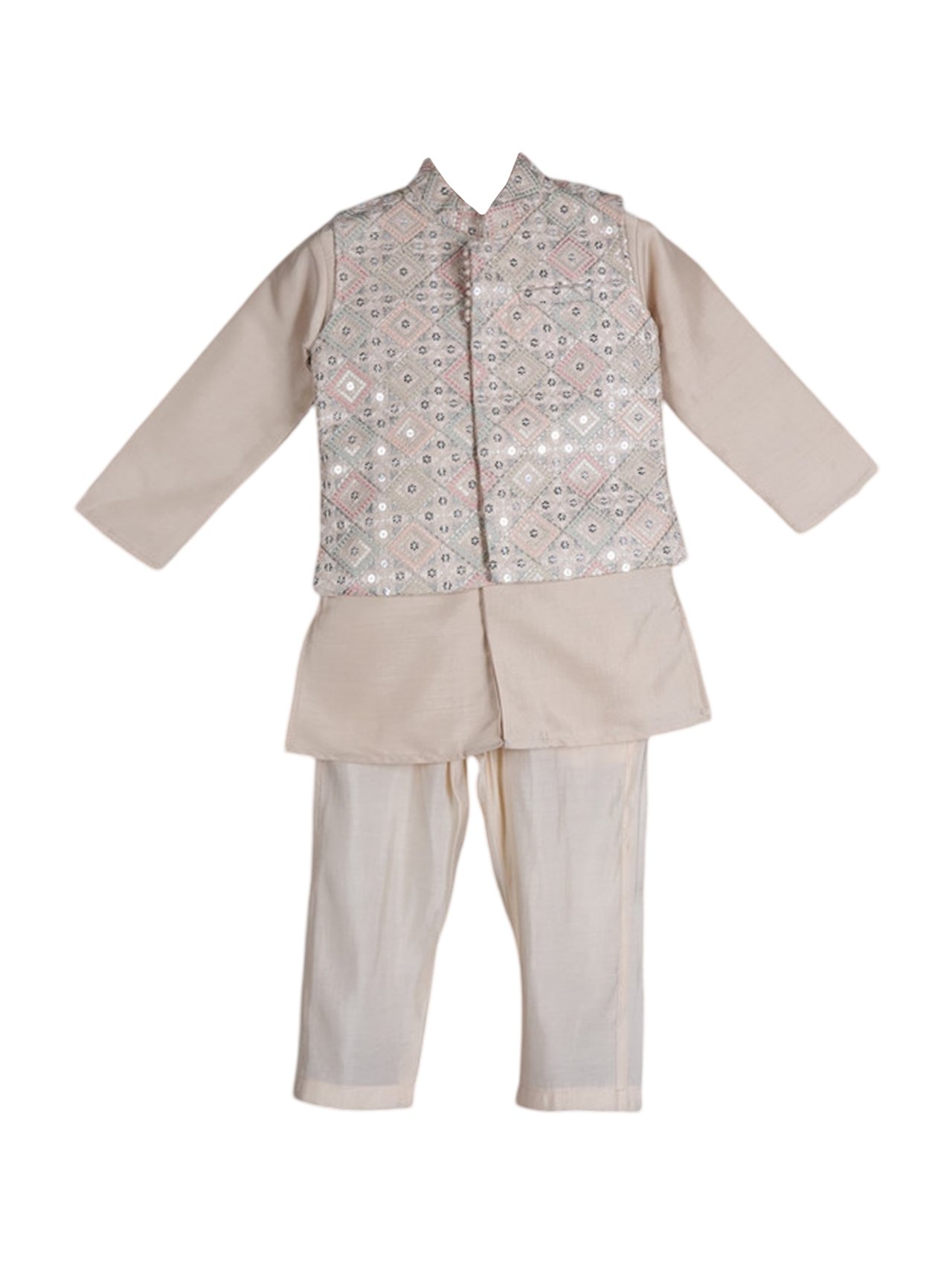ALBION KIDS BOYS ETHINIC FAWN KURTA PYJAMA