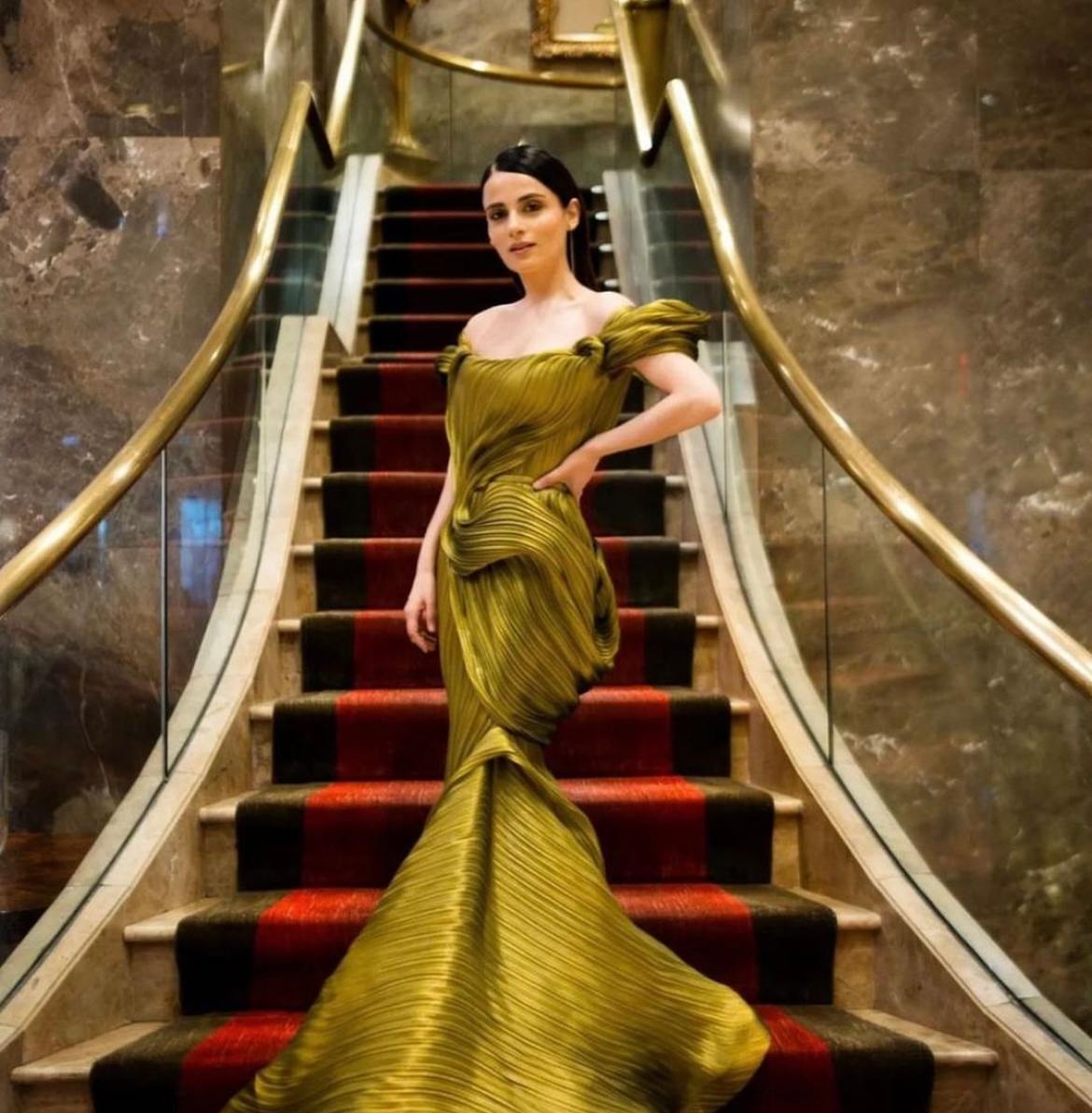Radhika Madan in Metallic off shoulder mermaid gown