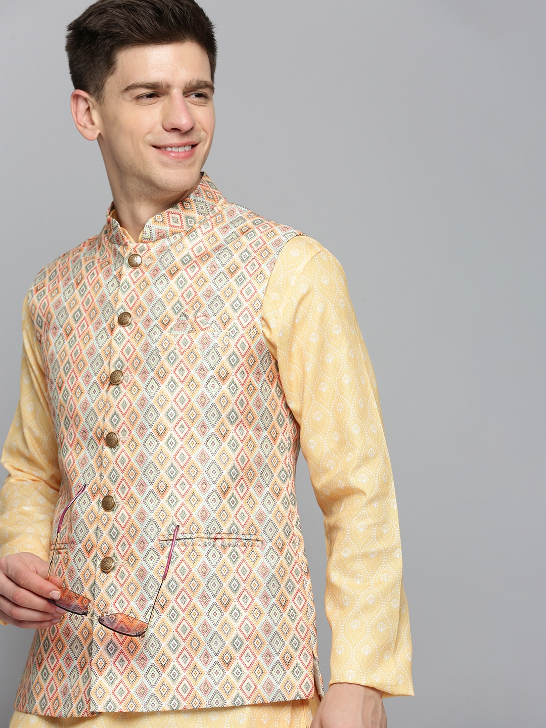 Showoff | SHOWOFF Men's Printed Multi Ethnic Nehru Jacket 0