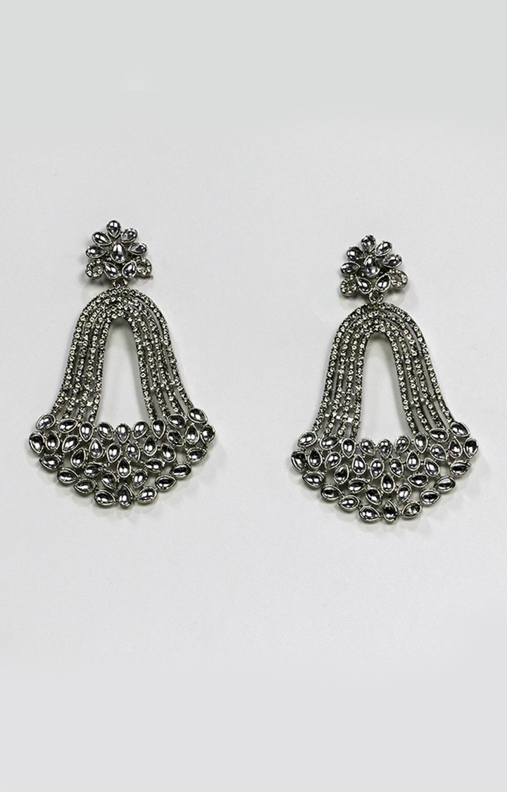 EMM | EMM's Silver With Kundan Long Earrings For Women And Girls 0