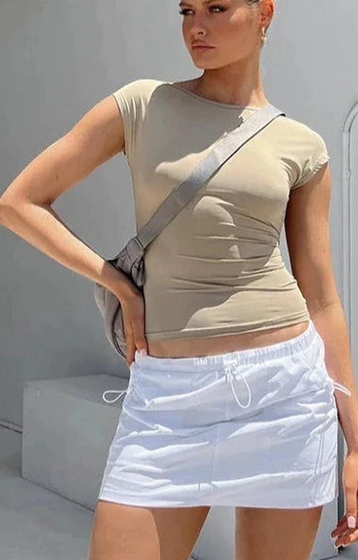 Women's White Parachute Mini Skirt