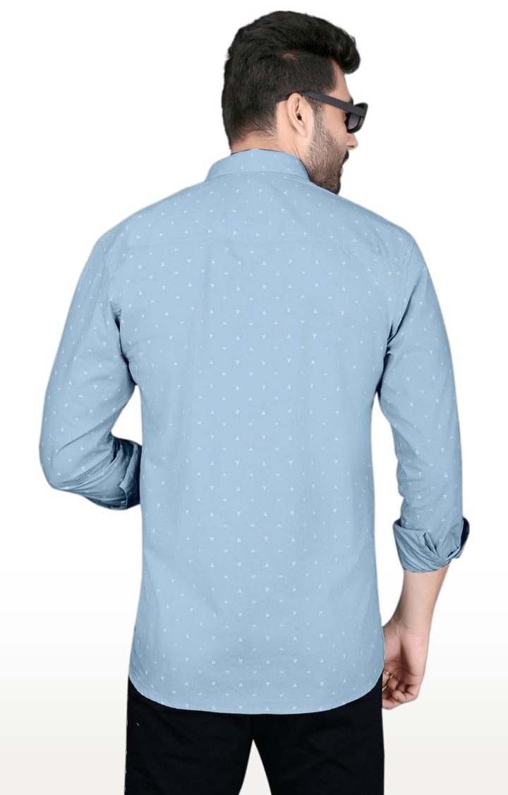 5th Anfold | Men's Blue Cotton Printed Casual Shirt 4