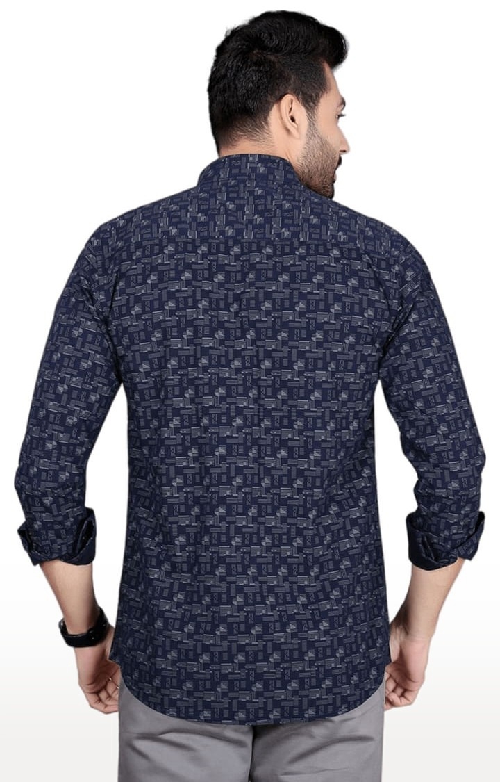 5th Anfold | Men's Blue Cotton Printed Casual Shirt 4