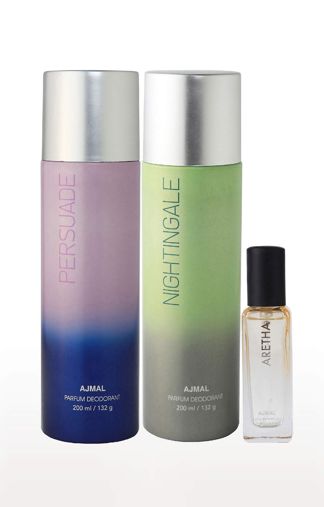 Ajmal | Ajmal Persuade & Distraction Deo each 200ml & Aretha EDP 20MLPack of 3 (Total 420ML) for Men & Women  0