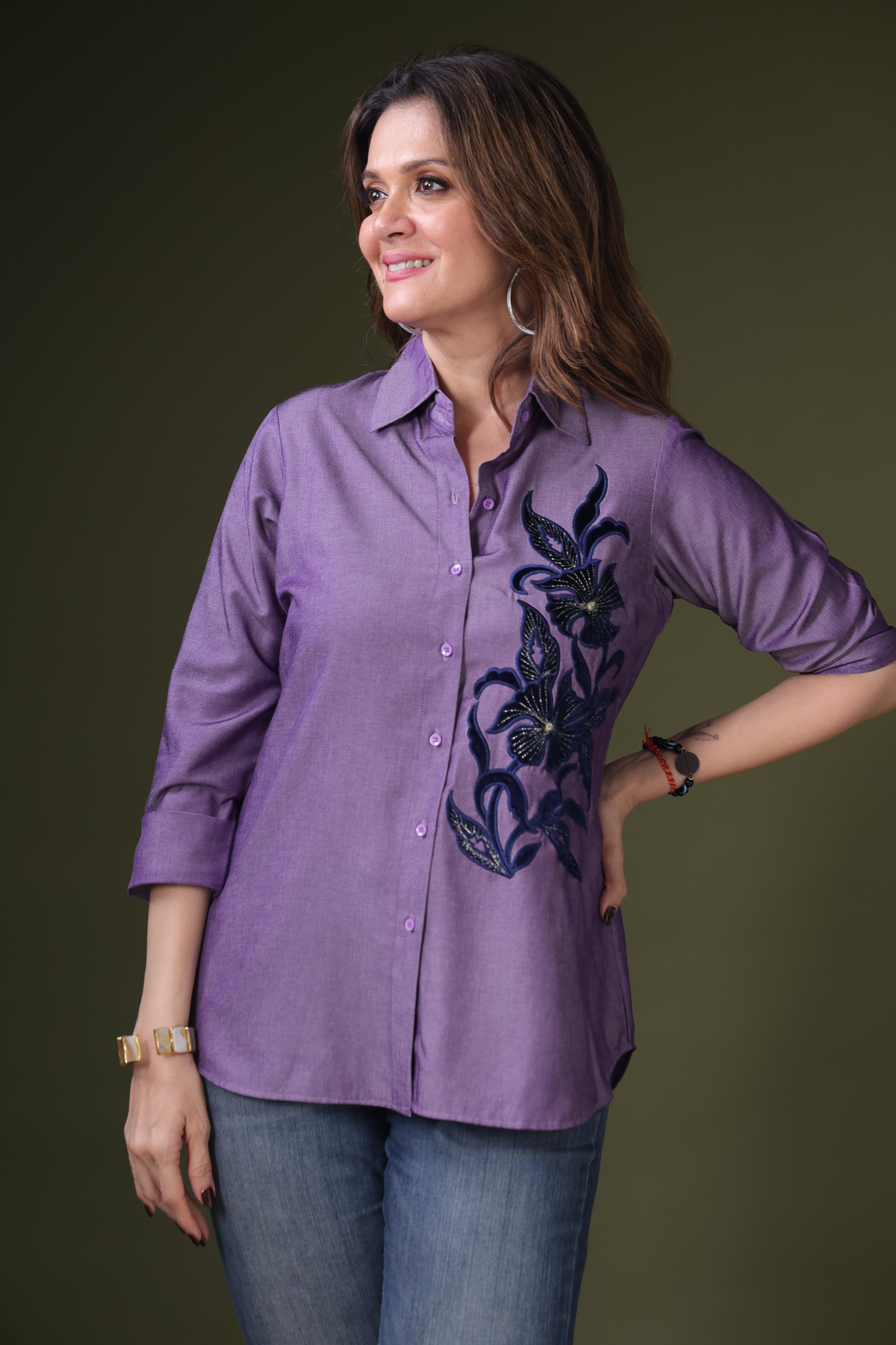 Purple Embroidered shirt