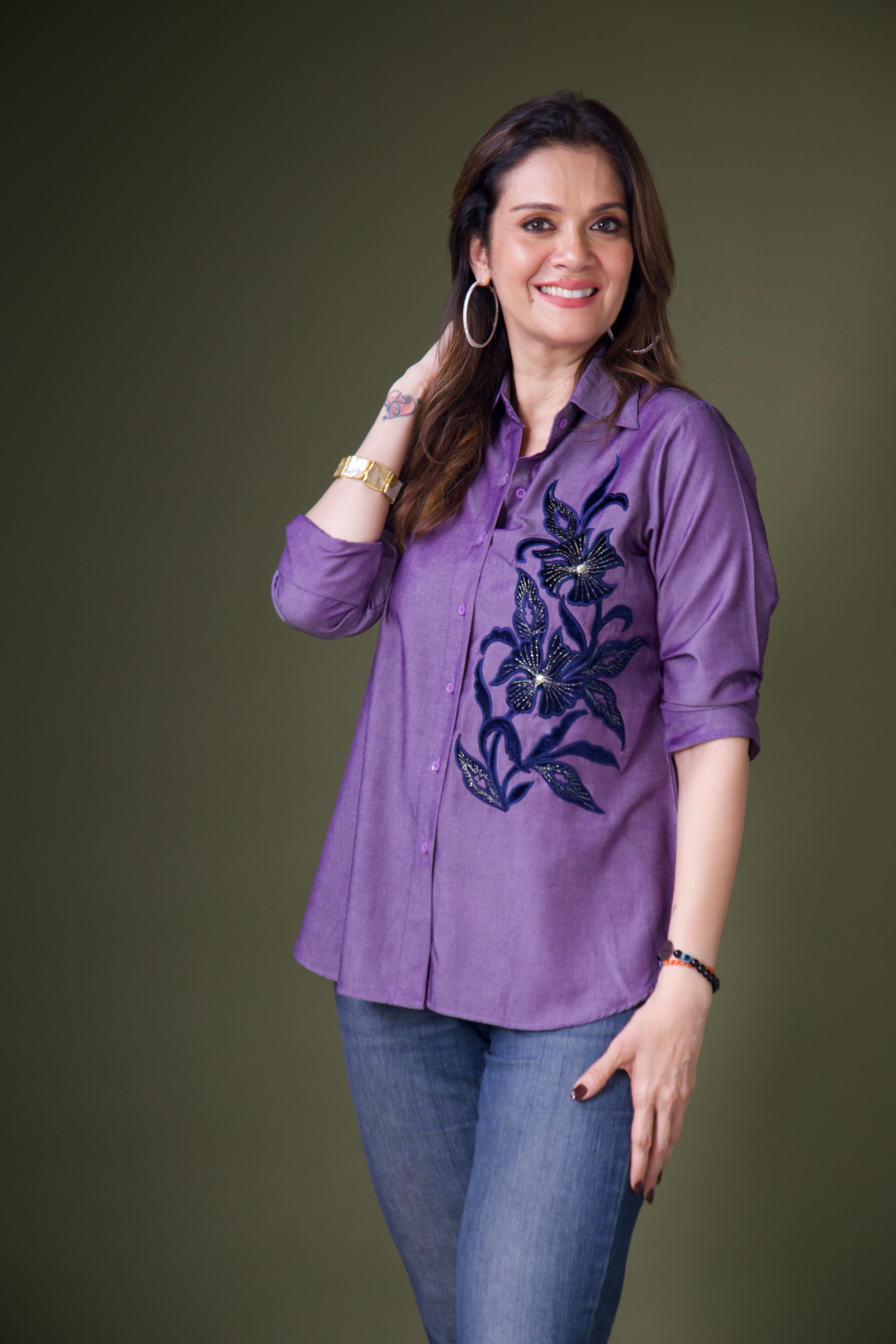 Purple Embroidered shirt