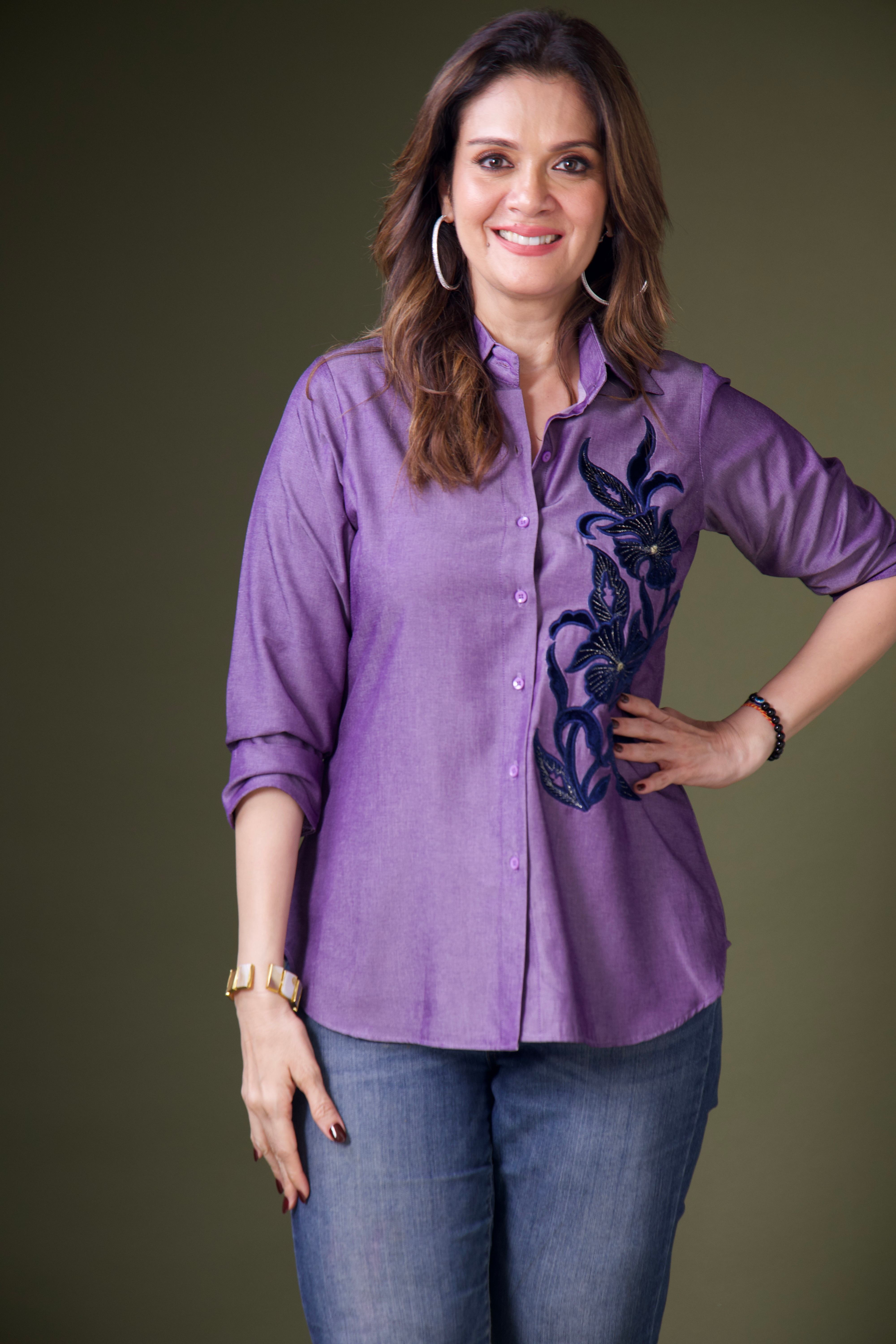 Purple Embroidered shirt