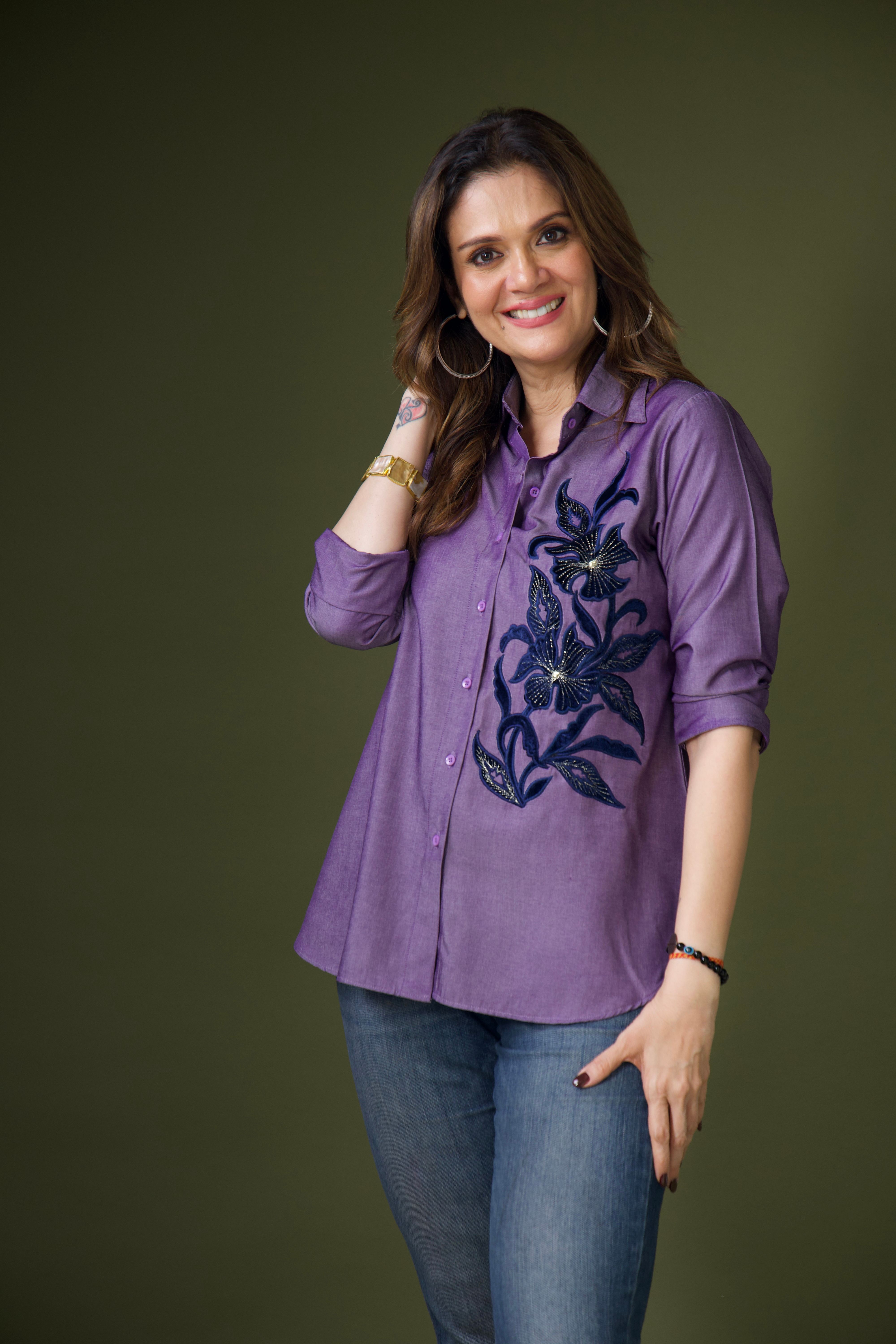Purple Embroidered shirt