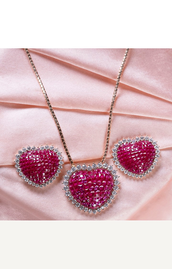 Pink Passion Heart Pendant Set