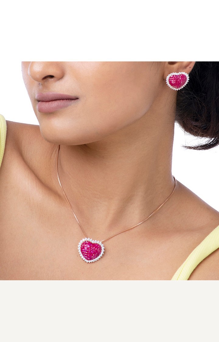 Pink Passion Heart Pendant Set