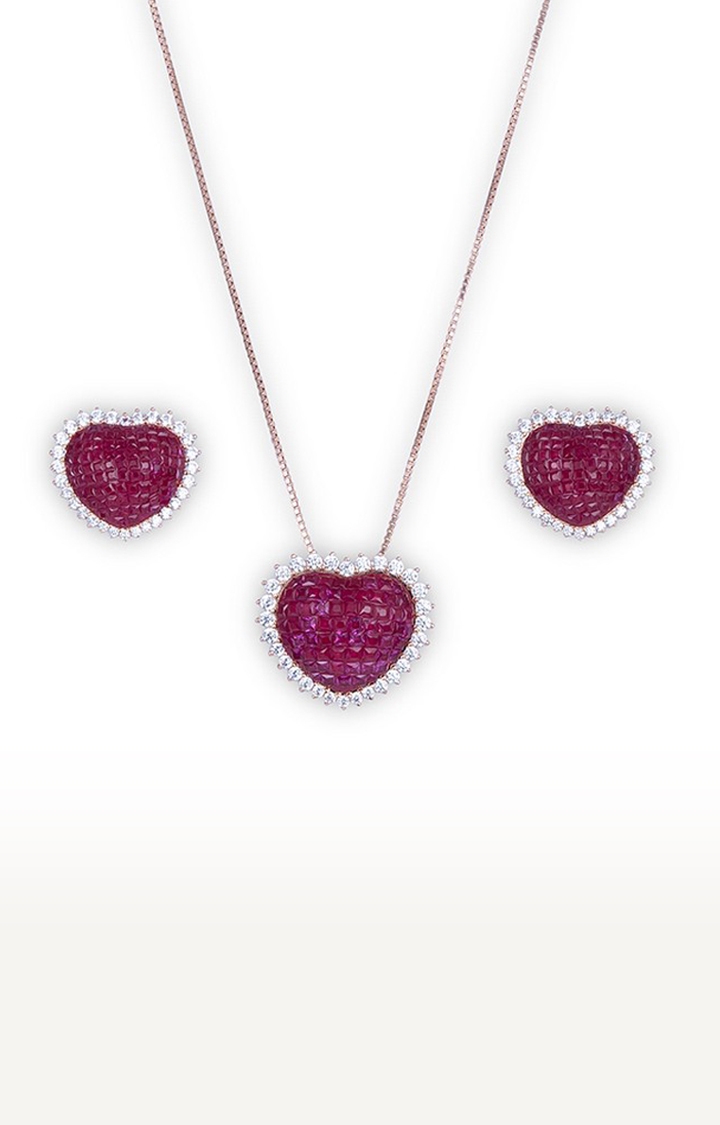 Touch925 | Pink Passion Heart Pendant Set