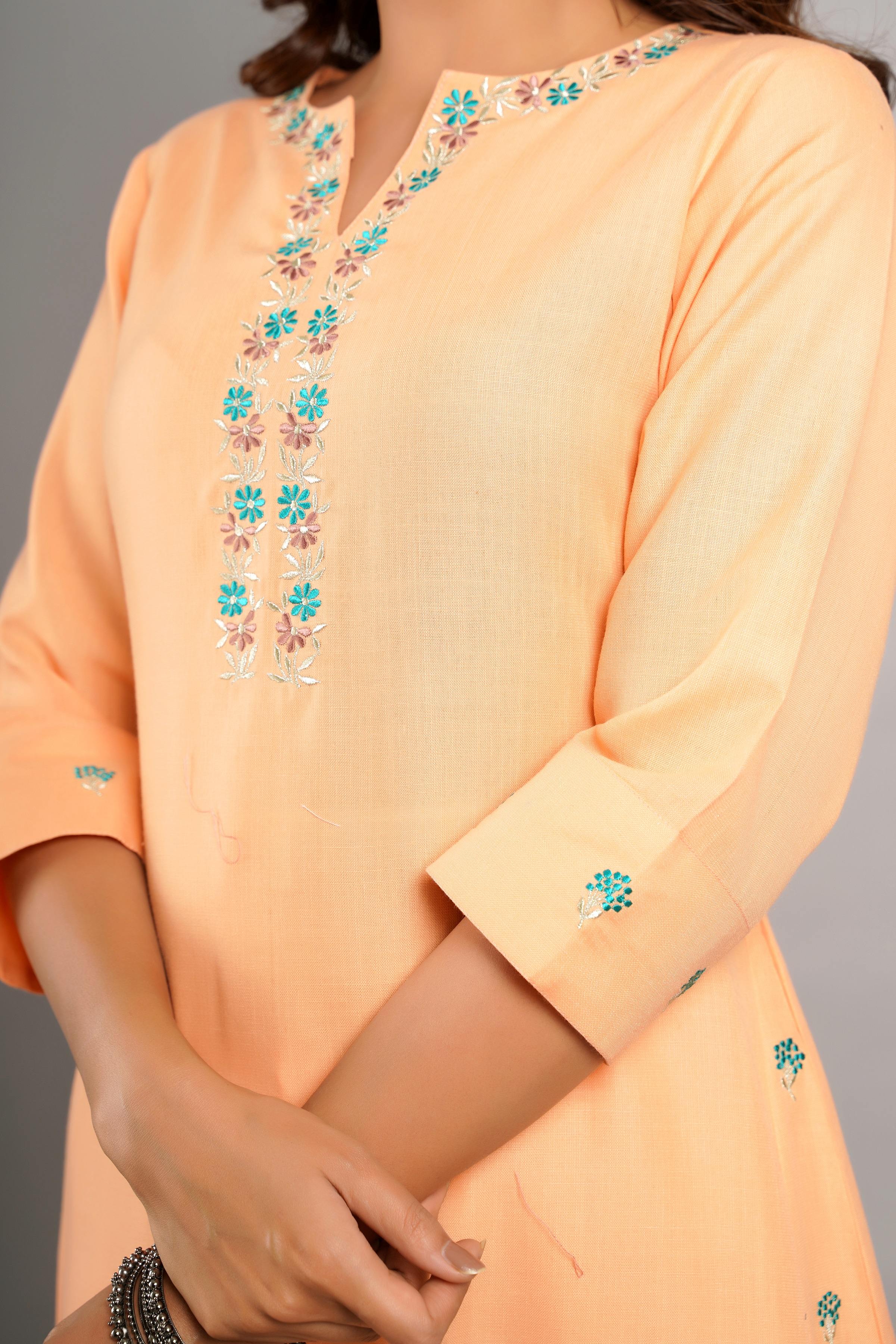 EMBROIDERED A-LINE KURTA SET