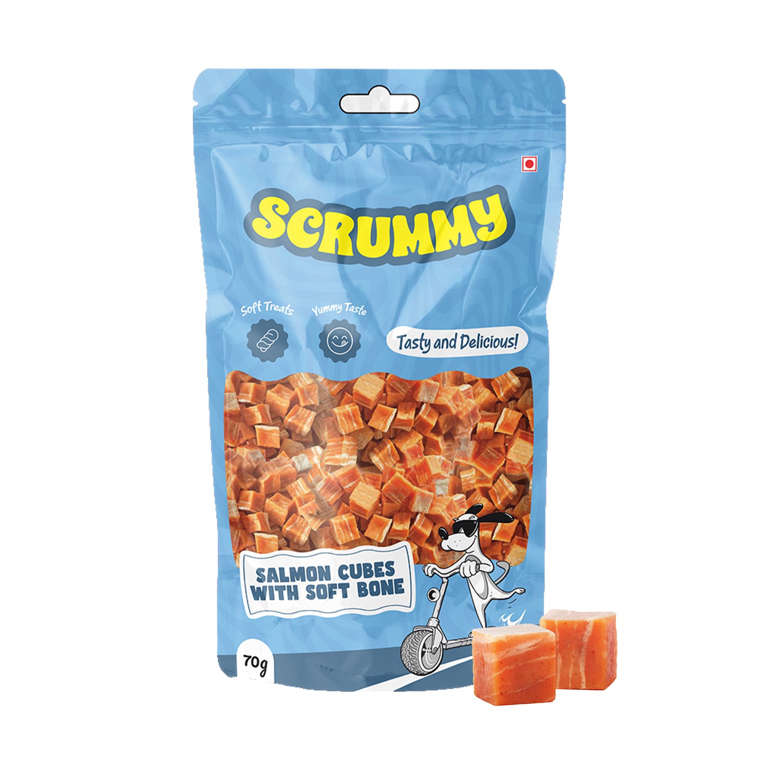 Scrummy Salmon Cubes with Soft Bone Dog Treats 70g