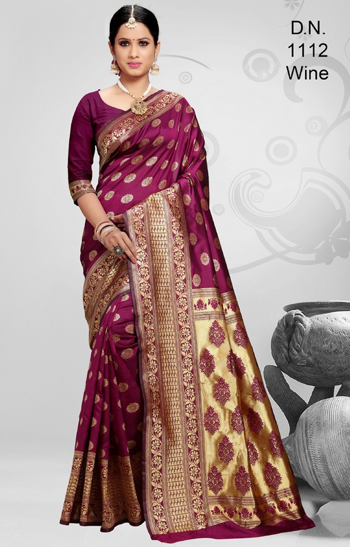 Radiant Purple Festive Wear Embroidered Woven Banarasi Jacquard Saree