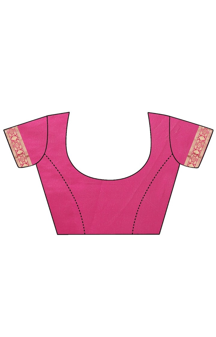 POONAM TEXTILE | Women's Designer Art Silk Pink Embroidered Woven Saree 3
