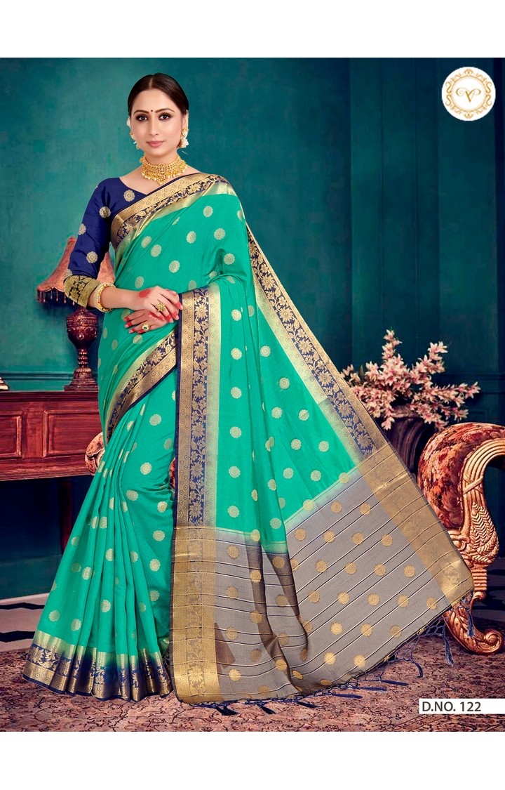 Elegant Banarasi Green Embroidered Raw Silk Woven Zari Festive Saree