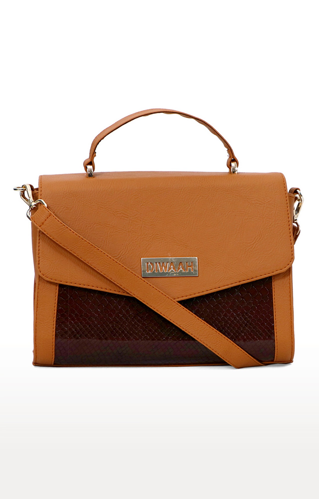 Diwaah Brown Textured Sling Bags