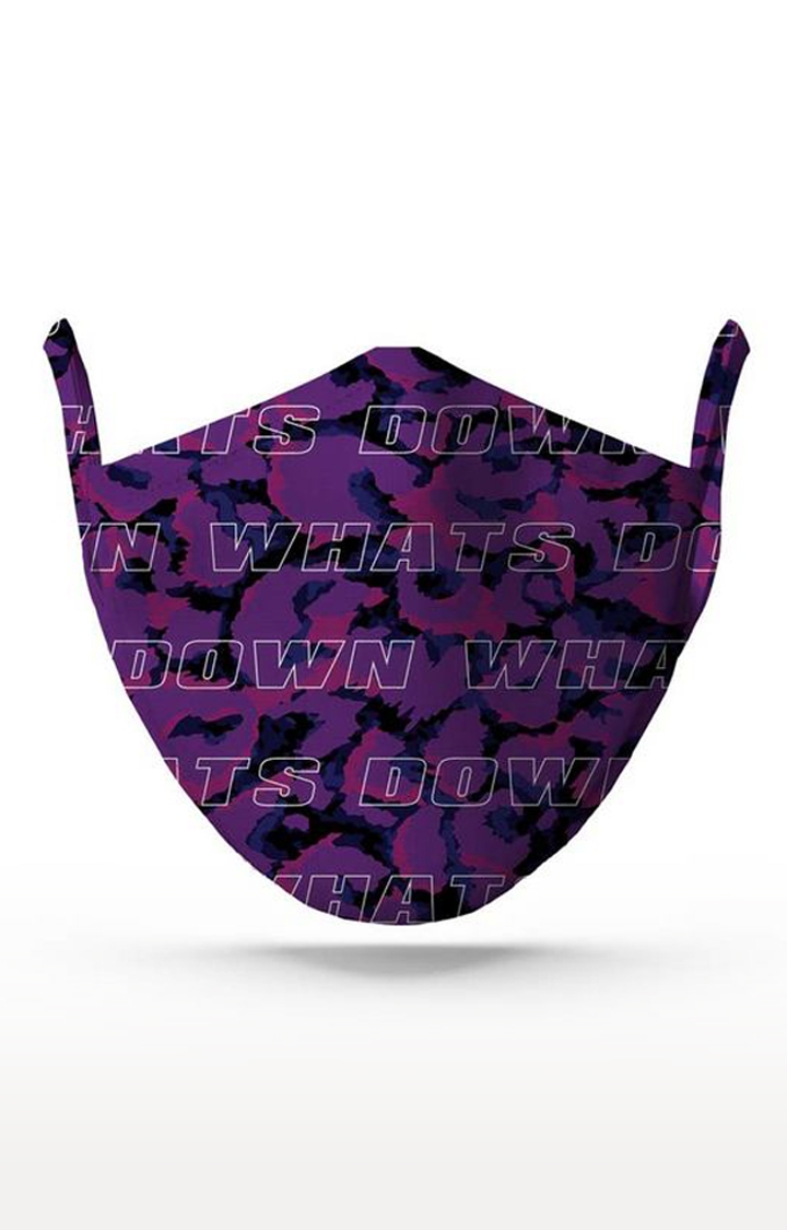 Whats Down | Purple Camo Cotton Reusable Face Mask 0