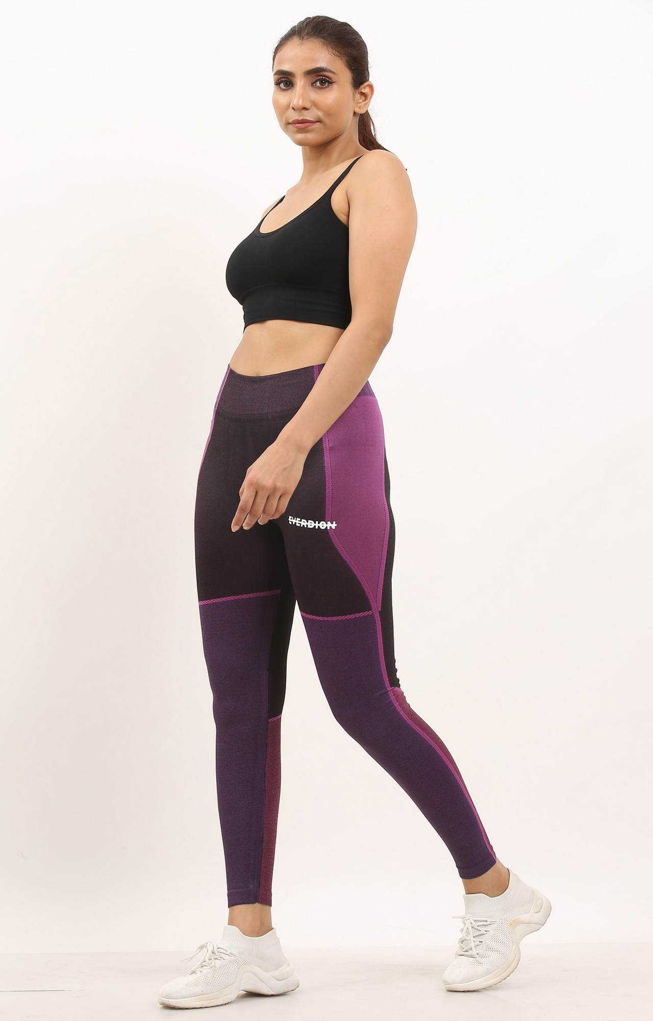 EVERDION | Purple and Black Colourblock Yoga Set 1