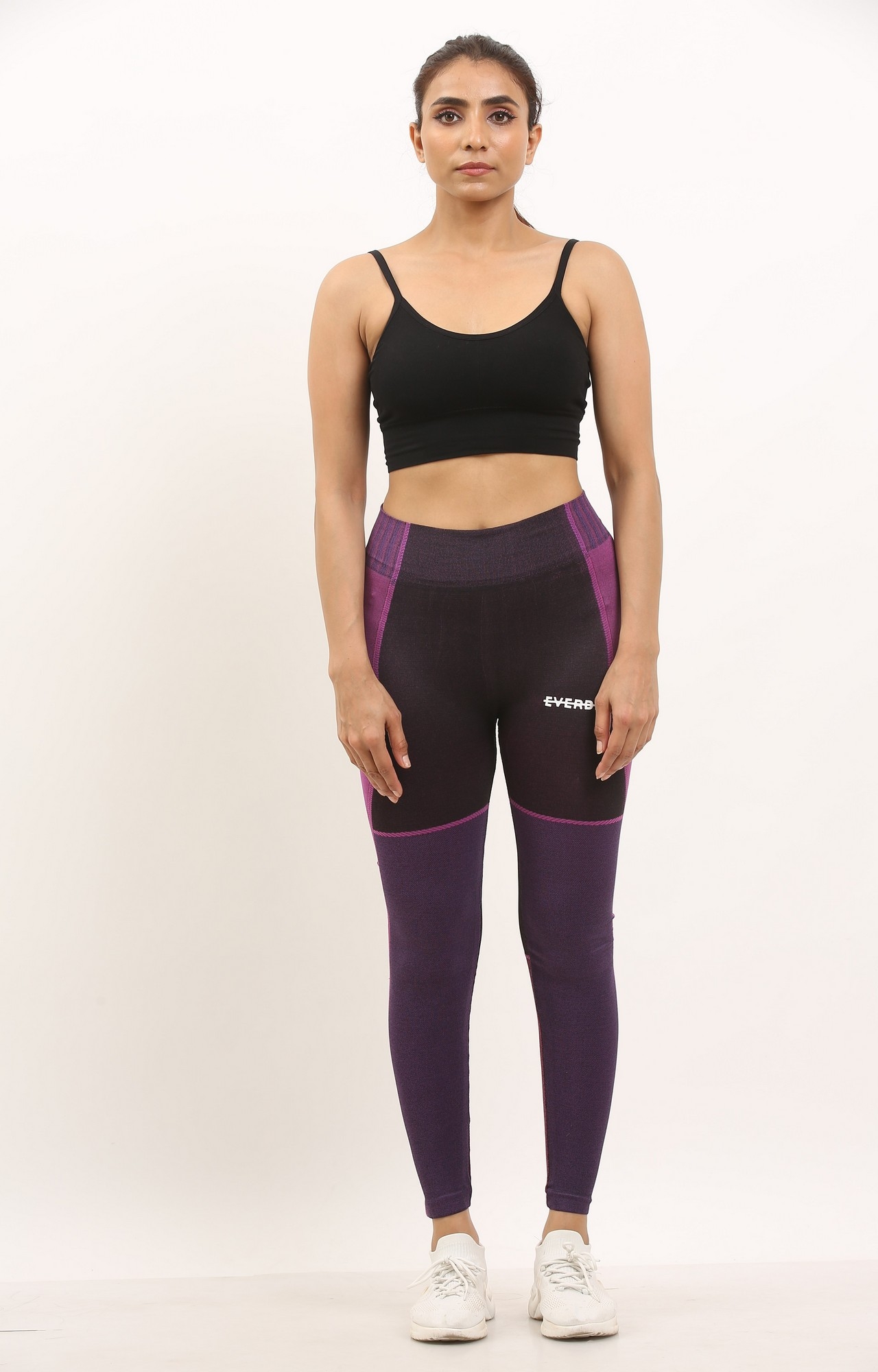 EVERDION | Purple and Black Colourblock Yoga Set 0