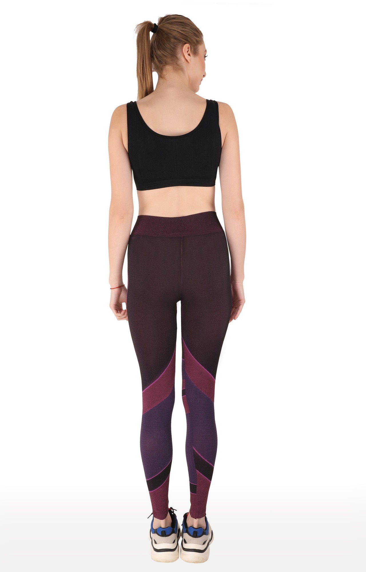 EVERDION | Purple and Black Colourblock Yoga Set 3