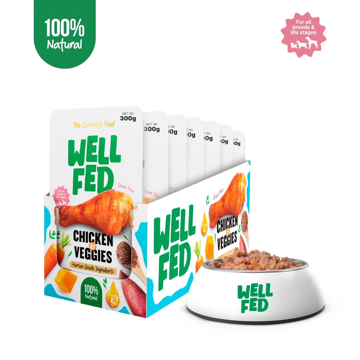 Well Fed Chicken & Veggies Wet Dog Food 300 g