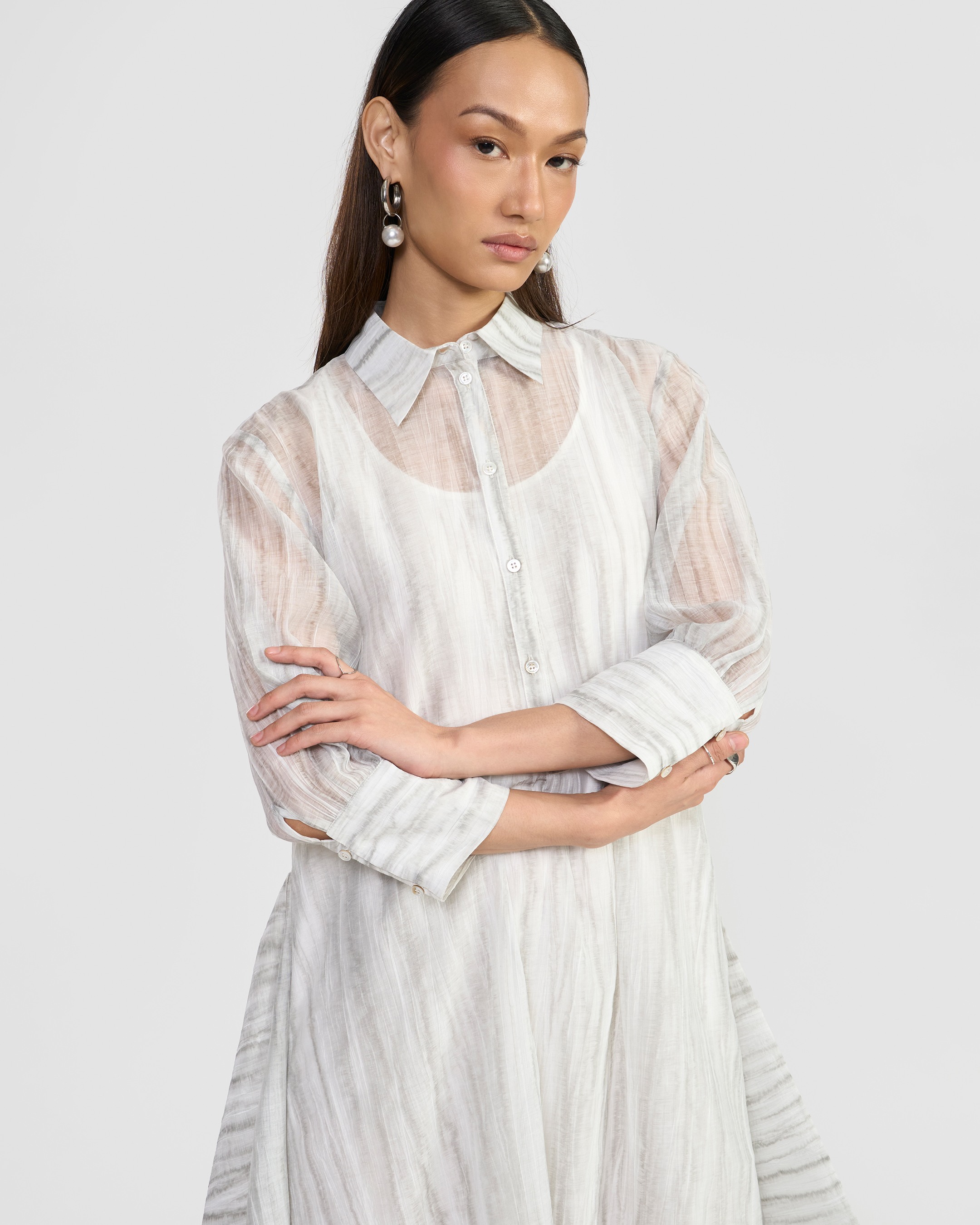 Halo Sheer Shirt Dress